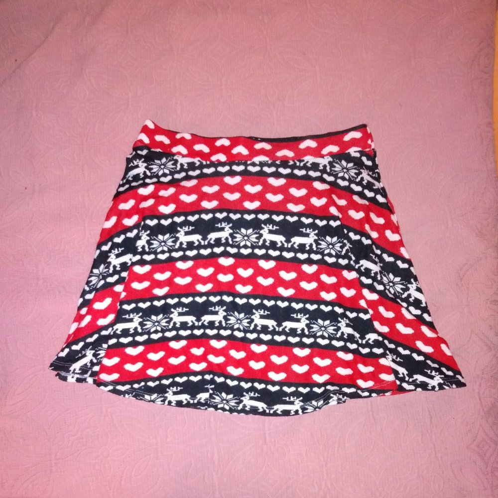 *$5 SALE* Reindeer & Hearts Skater Skirt